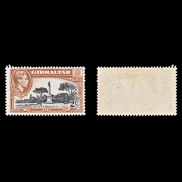 9083: Gibraltar SG128b 2s Black &  Brown 1938 Sc#115 Mi114D Mint MH C£12