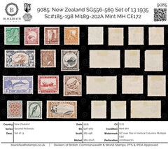 9085: New Zealand SG556-569 Set of 13 1935 Sc#185-198 Mi189-202A Mint MH C£172, view 1