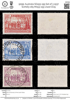 9099: Australia SG193-195 Set of 3 1937 Sc#163-165 Mi153-155 Used C£15, view 1