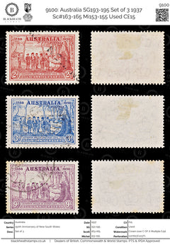 9100: Australia SG193-195 Set of 3 1937 Sc#163-165 Mi153-155 Used C£15, view 1