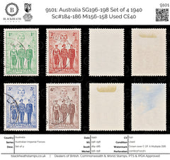 9101: Australia SG196-198 Set of 4 1940 Sc#184-186 Mi156-158 Used C£40, view 1