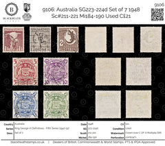 9106: Australia SG223-224d Set of 7 1948 Sc#211-221 Mi184-190 Used C£21, view 1