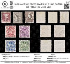 9107: Australia SG223-224d St of 7 1948 Sc#211-221 Mi184-190 Used C£21, view 1