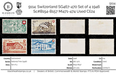 9114: Switzerland SG467-470 Set of 4 1946 Sc#B154-B157 Mi471-474 Used C£24, view 1