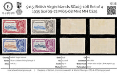 9115: British Virgin Islands SG103-106 Set of 4 1935 Sc#69-72 Mi65-68 Mint MH C£25, view 1