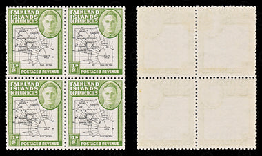 9118: Falkland Islands SGG1-G8 Blocks of 4 1946 Sc#1L1-1L8 Mi1I-9I Mint MNH C£88, image 3