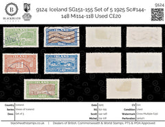 9124: Iceland SG151-155 Set of 5 1925 Sc#144-148 Mi114-118 Used C£20, view 1
