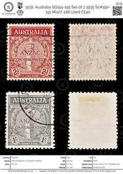 9131: Australia SG154-155 Set of 2 1935 Sc#150-151 Mi127-128 Used C£40, view 1