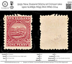 9159: New Zealand SG274 1d Crimson lake 1900 Sc#85b Mi95 Mint MNG C£14, view 1