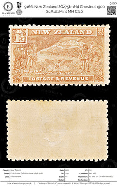 9166: New Zealand SG275b 1½d Chestnut 1900 Sc#101 Mint MH C£10, view 1
