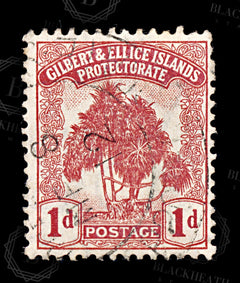 9173: Gilbert & Ellice SG9 1d Carmine 1911 Sc#9 Mi9 Used C£14, view 3