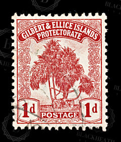 9174: Gilbert & Ellice SG9 1d Carmine 1911 Sc#9 Mi9 Used C£14, view 3