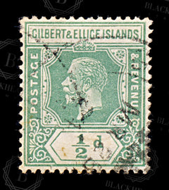 9176: Gilbert & Ellice SG12a ½d Yellow-Green 1912 Sc#14 Mi12a Used C£20, view 3