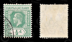 9177: Gilbert & Ellice SG12a ½d Yellow-Green 1912 Sc#14 Mi12 Used C£20, view 2