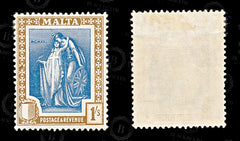 9182: Malta SG134 1s Indigo &  Sepia 1922 Sc#109 Mi91 Mint MH C£17, view 2