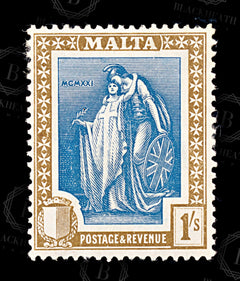 9182: Malta SG134 1s Indigo &  Sepia 1922 Sc#109 Mi91 Mint MH C£17, view 3