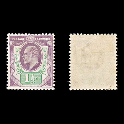 9184: GB SG221 1½d Black purple violet &  Bluish green 1905 Sc#129 Mi105Iwa Mint MH C£50