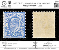 9186: GB SG230 2½d Ultramarine 1902 Sc#131 Mi107Ic Mint MH C£20, view 1