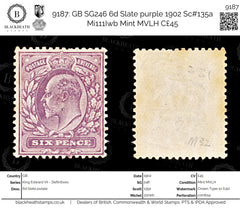 9187: GB SG246 6d Slate purple 1902 Sc#135a Mi111Iwb Mint MVLH C£45, view 1