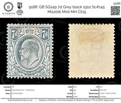 9188: GB SG249 7d Grey black 1910 Sc#145 Mi120Ib Mint MH C£15, view 1