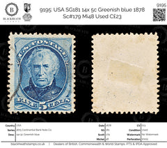 9195: USA SG181 14x 5c Greenish blue 1878 Sc#179 Mi48 Used C£23, view 1