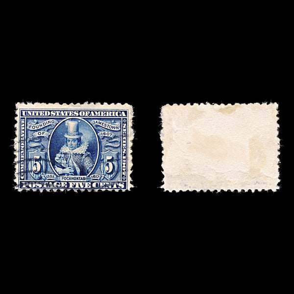 9202: USA SG337 4x 5c Deep blue 1907 Sc#330 Mi161 Used C£30
