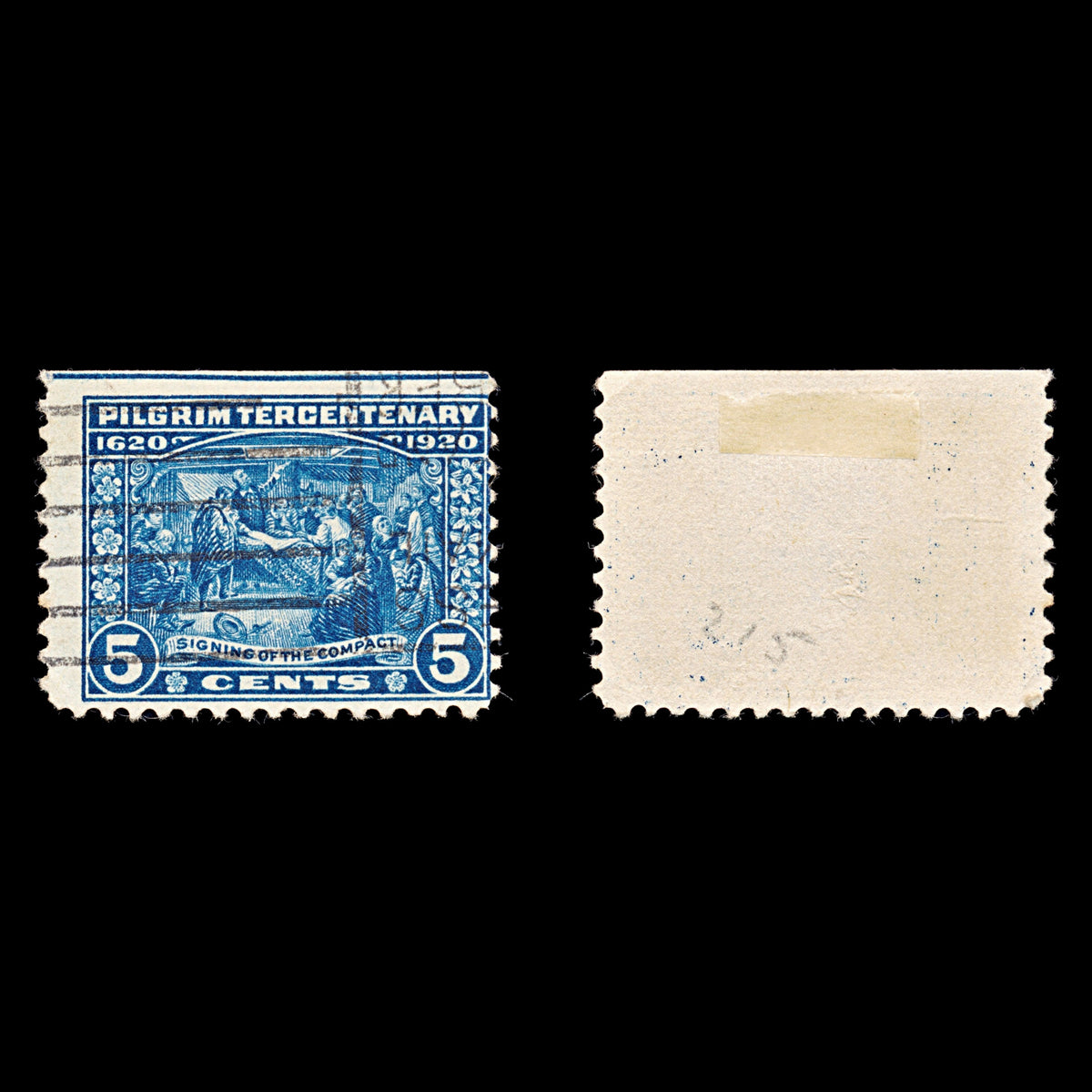 9203: USA SG558 5c Blue 1920 Sc#550 Mi257 Used C£16, front, the exact item for sale