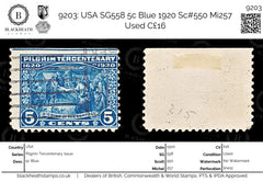 9203: USA SG558 5c Blue 1920 Sc#550 Mi257 Used C£16, view 1