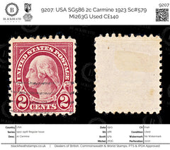 9207: USA SG586 2c Carmine 1923 Sc#579 Mi263G Used C£140, view 1