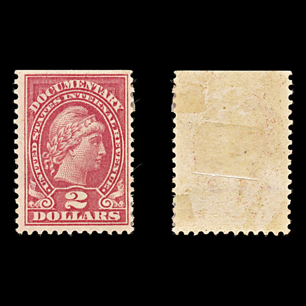 9209: USA $2 - United States dollar Carmine 1914 Sc#R218 Mint MH C£125