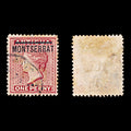 9212: Montserrat SG8c 1d Red 1884 Sc#6 Mi6A Used C£15
