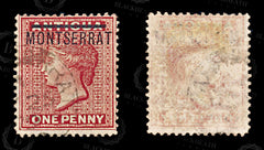 9213: Montserrat SG1 1d Red 1883 Sc#1 Mi1 Used C£19, view 2