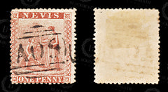 9219: Nevis SG15 2x 1d Vermilion red 1877 Sc#14 Mi8A Used C£26, view 2