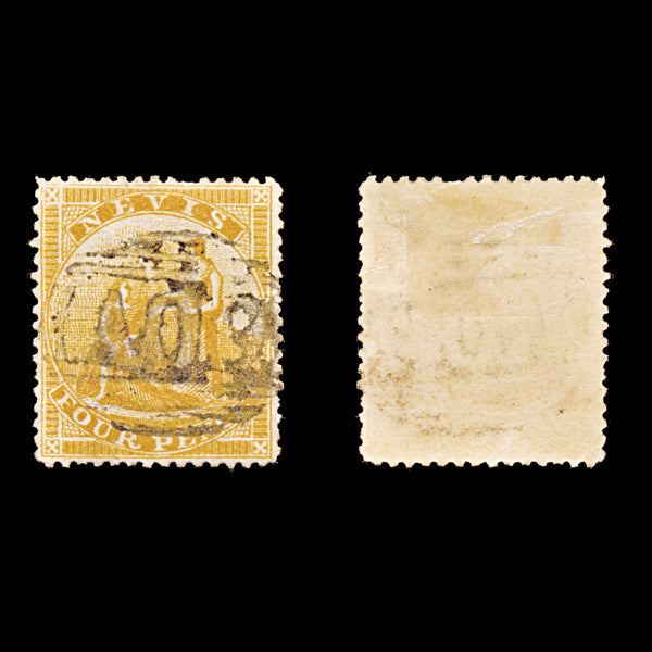 9220: Nevis SG18 2x 4d Orange yellow 1878 Sc#15 Mi9A Used C£38