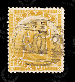 9220: Nevis SG18 2x 4d Orange yellow 1878 Sc#15 Mi9A Used C£38, view 3
