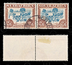 9221: South Africa SG49 2x 2s6d Brown &  Green 1932 Sc#44i Mi63-64 Used C£120, view 2
