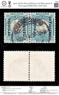 9222: South Africa SGO32 2x ½d Blue green & Grey 1944 MiD66-D67 Used C£42