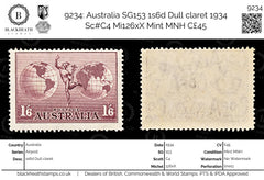 9234: Australia SG153 1s6d Dull claret 1934 Sc#C4 Mi126xX Mint MNH C£45, view 1