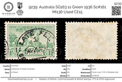 9239: Australia SG163 1s Green 1936 Sc#161 Mi136 Used C£15, view 1