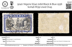 9240: Nigeria SG42 2s6d Black &  Blue 1936 Sc#46 Mi39 Used C£45, view 1