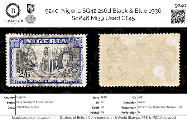 9240: Nigeria SG42 2s6d Black &  Blue 1936 Sc#46 Mi39 Used C£45