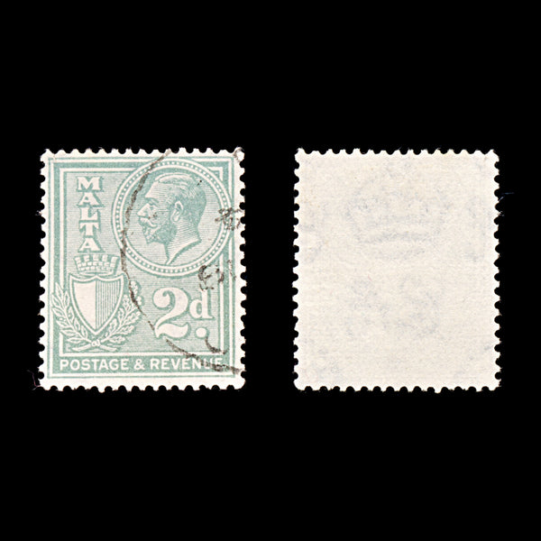 9261: Malta SG161 2d Greenish grey 1927 Sc#135 Mi119 Used C£16