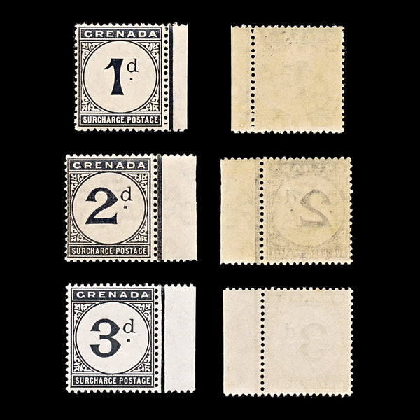 9270: Grenada SGD8-D10 Postage Due Set of 3 1911 Sc#J8-J10 MiP8-P10 Mint MH C£36