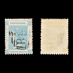 9271: Hong Kong SG3 12c Light blue 1862 Sc#3 Mi3 Used C£60, view 1