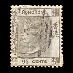9275: Hong Kong SG19 96c Black brown 1866 Sc#24 Mi18a Filler C£65, view 2