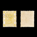 9276: Hong Kong SG58 5c Yellow 1900 Sc#41 Mi57 Used C£11