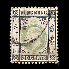 9285: Hong Kong SG70 30c Black &  Light green 1903 Sc#79 Mi69 Used C£27, view 2