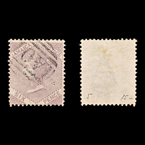 9302: Jamaica SG5a 6d Grey lilac 1860 Sc#5b Used C£35