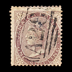 9303: Jamaica SG6a 1s Purple brown 1860 Sc#6a Mi6b Used C£23, view 2
