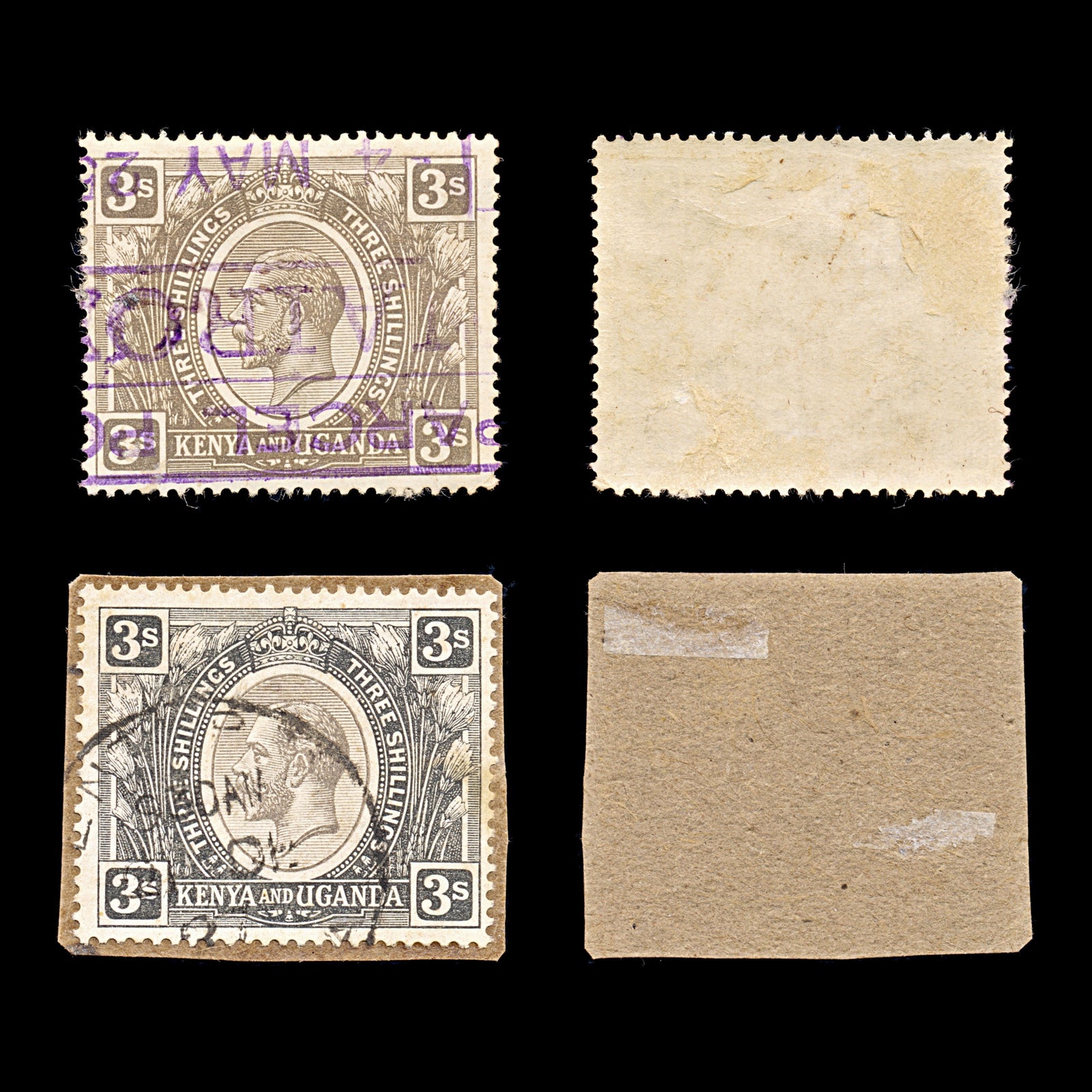 9305: KUT SG90-90a Grey Black & Jet Black 1922 Sc#32 Mi13 Used C£57